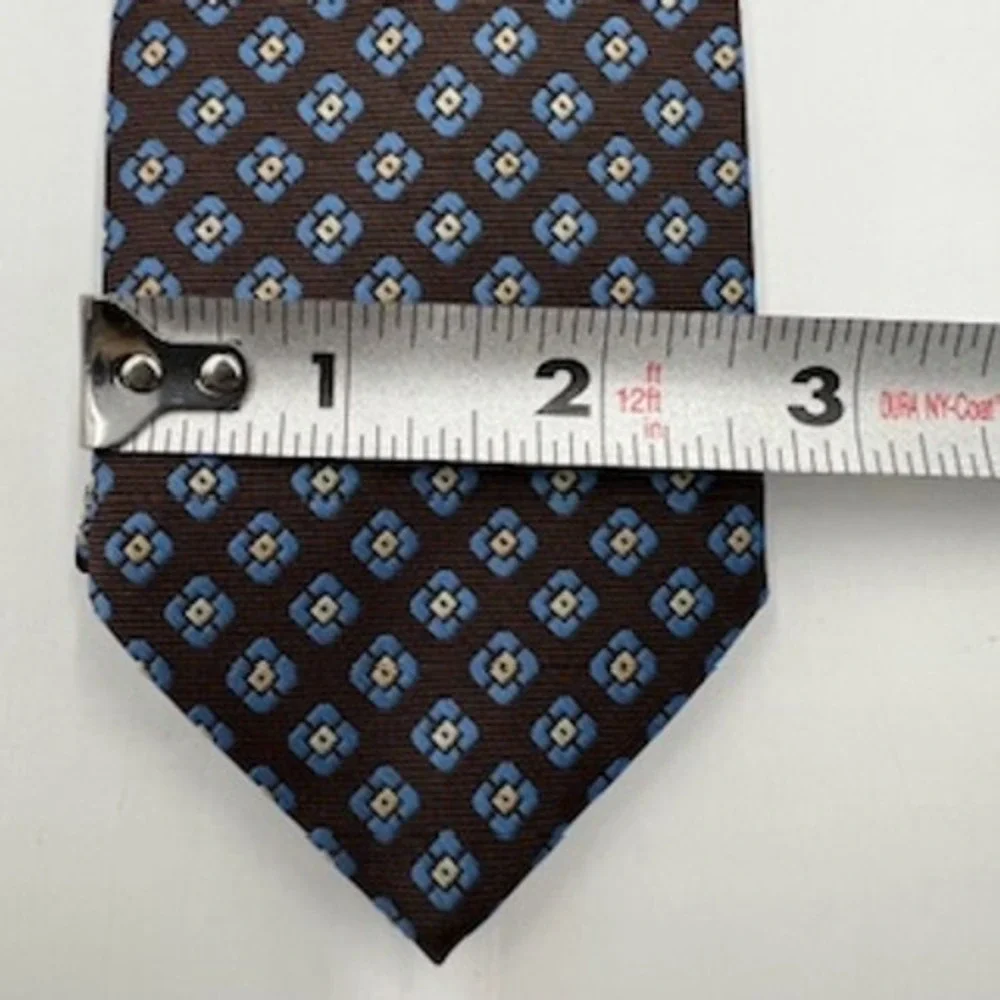 Goodfellow & Co Mens Brown Blue Geometric Floral Necktie Standard‎ Width